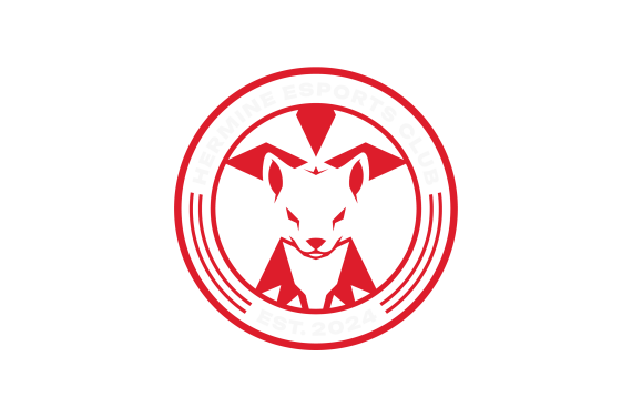 Logo circulaire rouge et blanc